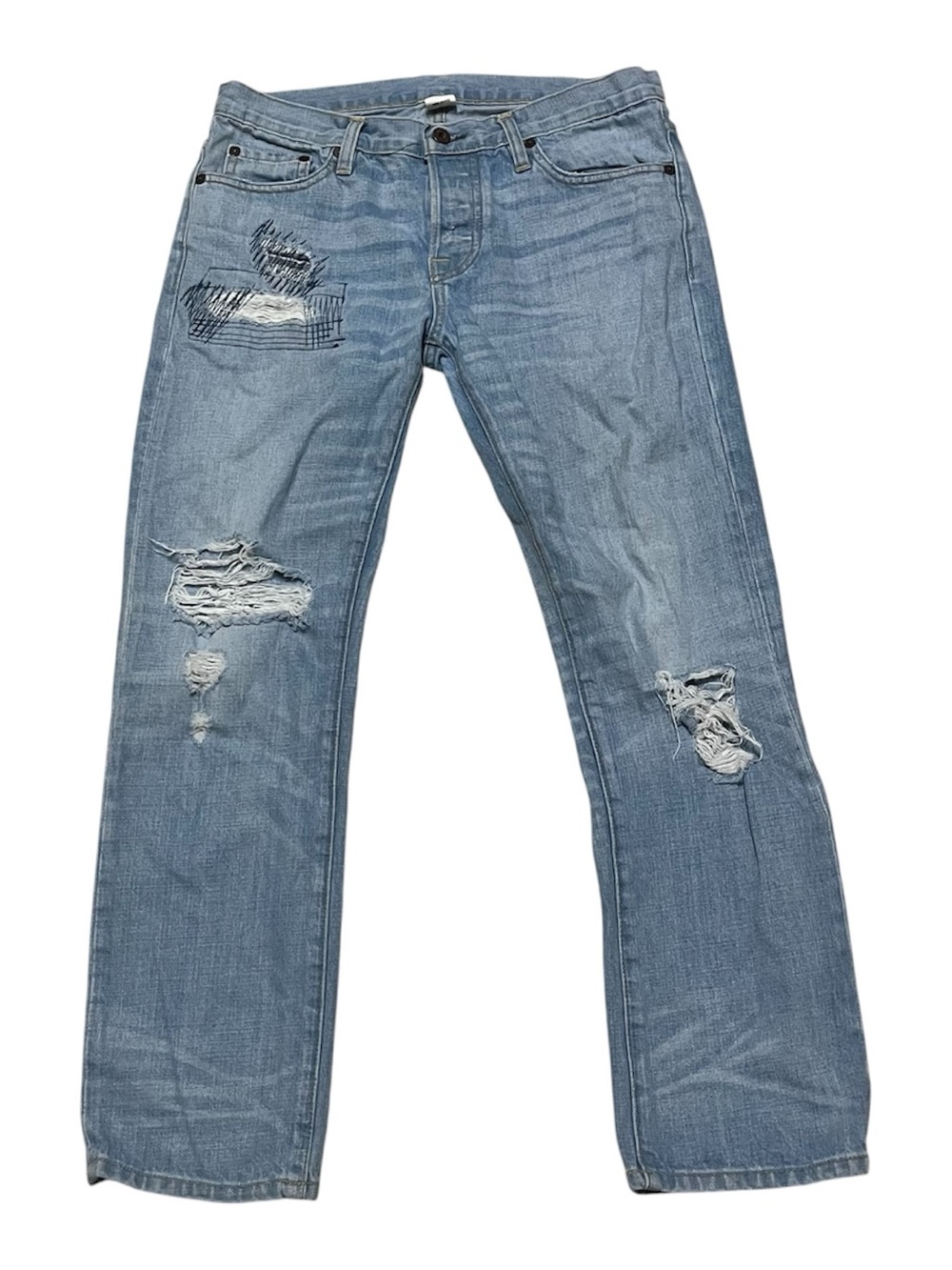 NSF Denim Blue Women’s Straight Slouch Jeans Distressed Size 26